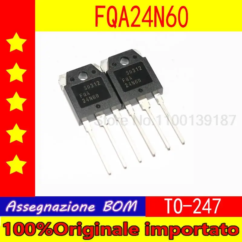 10pcs/lot  FQA24N60  24N60  TO-247  FET MOS 24A 600V