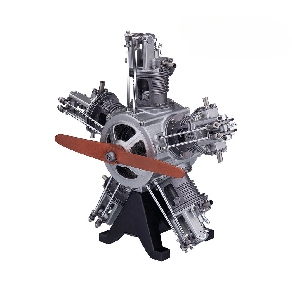 Full Alloy Star-5 Cylinder Engine Model Mechanical Art Assembly Ornament