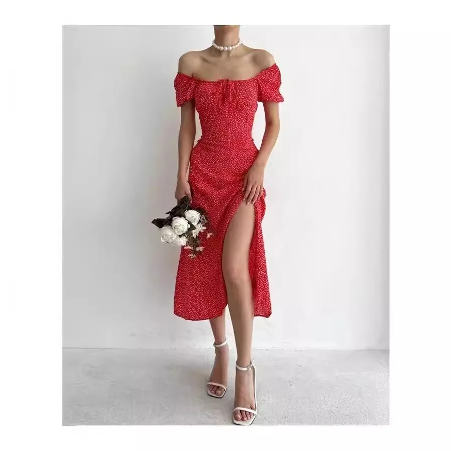 Długa spódnica damska z wysokim stanem, wzorem kwiatowym, stylizowana na styl bubble, casualowa, letnia, nowość, pojedynczy element odzieżowy.