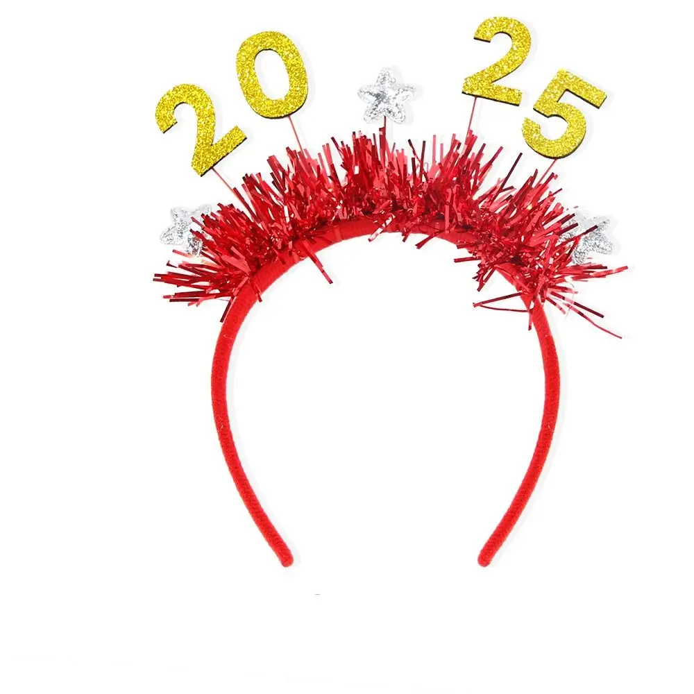 

Sequin 2025 Happy New Year Headband Letter Plastic Christmas Headpiece Crown Hair Hoop Photographic Headwear