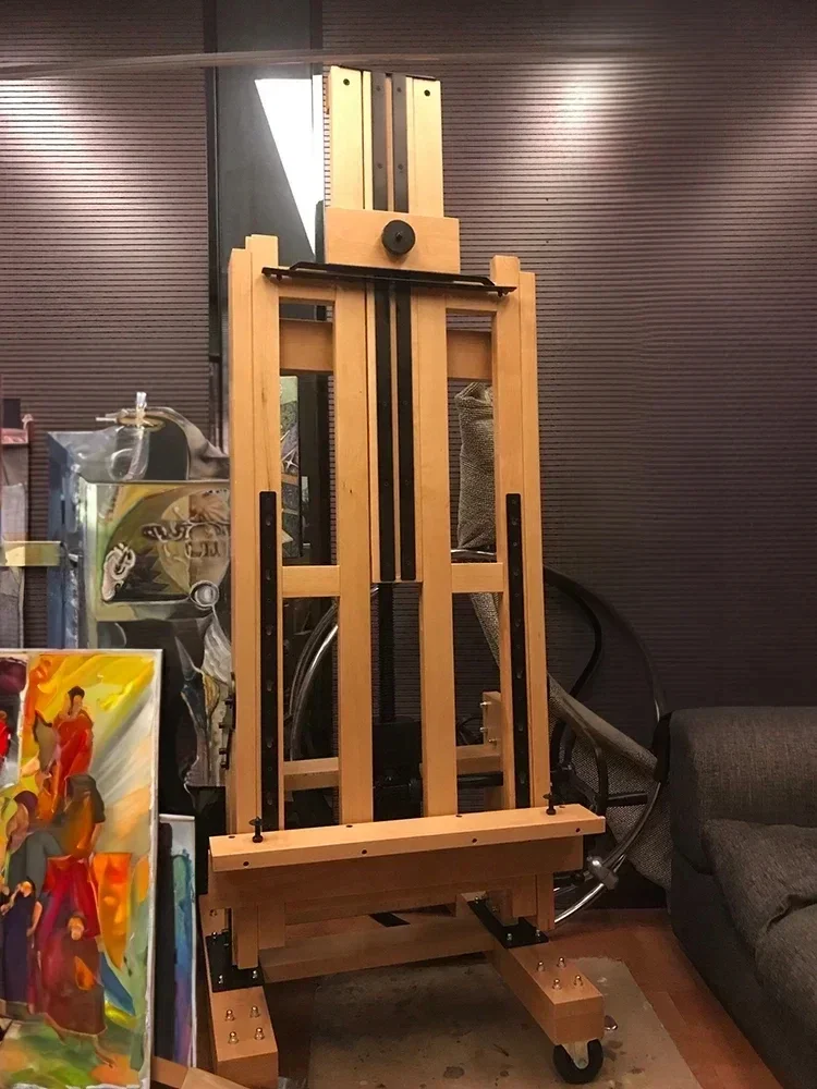 Beech easel for art students flat dual-purpose hand-cranked double rocker adjustment large easel