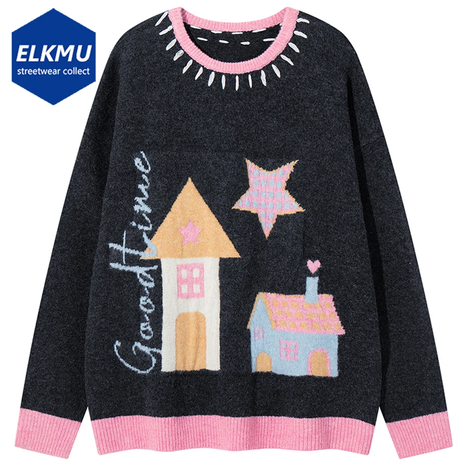 

Harajuku Oversized Y2K Sweaters Vintage Loose Sweaters Knit Jumpers Streetwear Hip Hop Sweaters Unisex Casual Knitwear