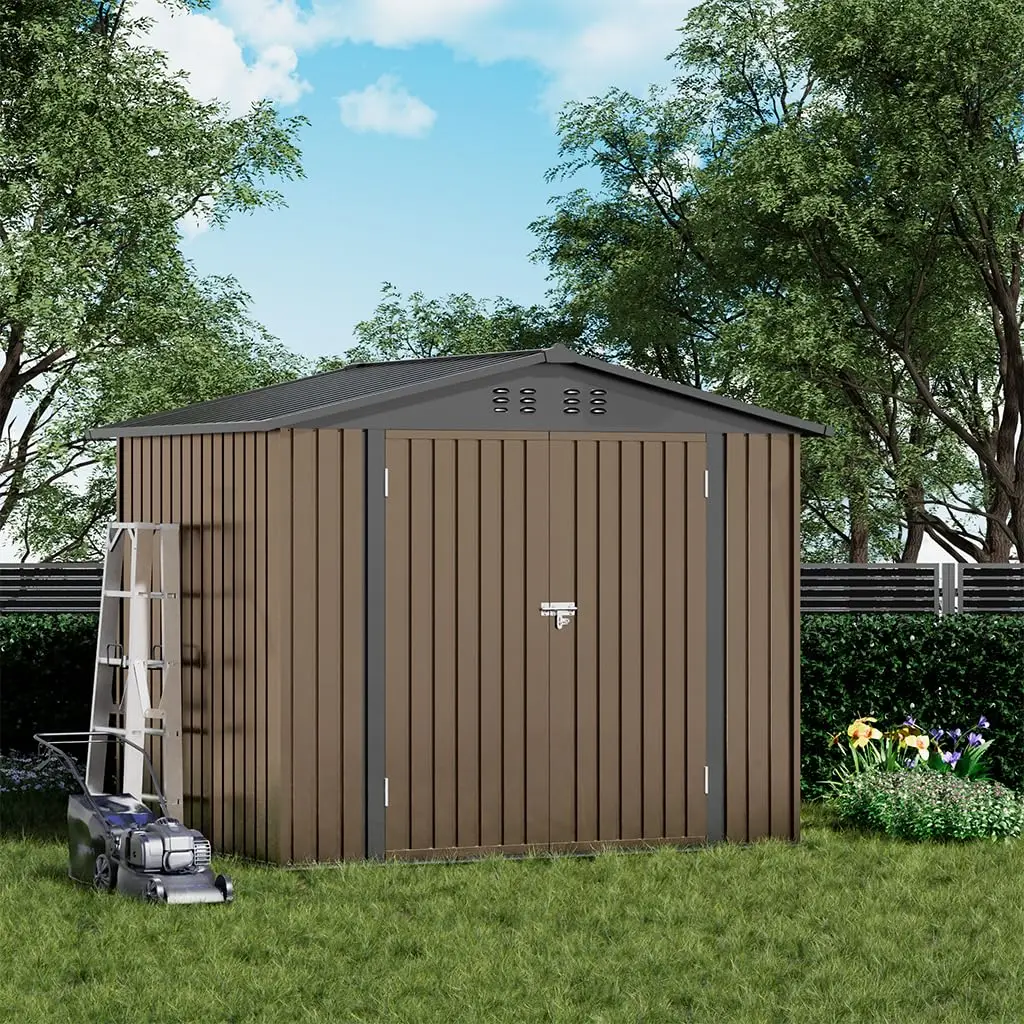 Shed Outdoor Storage Shed Metal,Lockable Doors Tool Sheds with Sloping Roof,Steel Garden Shed with Air Vent for, Customized