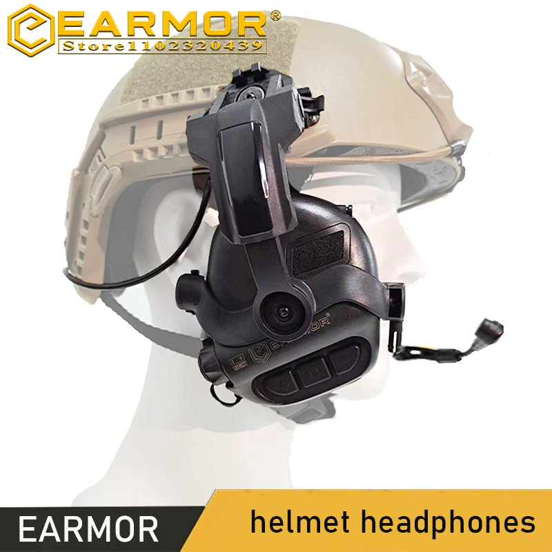 

EARMOR M32 MOD4 shooting earmuffs, helmet headphones. Equipped with ARC rail adapter. electronic hearing protector