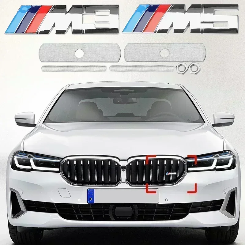 

metal Car Front Grill Badge Grille Emblem Sticker For Bmw M M3 M5 X1 X3 X5 X6 E30 E90 E84 E83 F25 E91 E60 F15 F16 E70 F30 F20