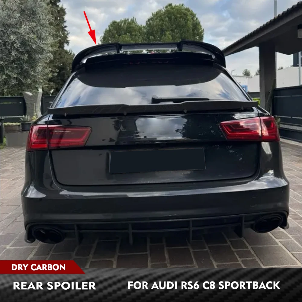 

Спойлер на крышу автомобиля из сухого карбона для Audi RS6 Avant Wagon C8 2019-2025, задний спойлер-крыло на верхнее окно, гоночный спойлер-накладка на крышу