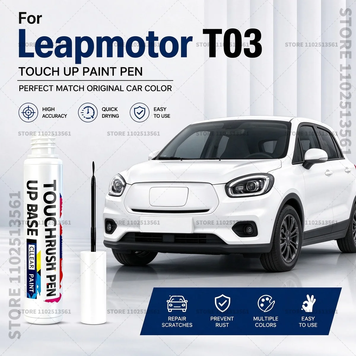 Touch Up Paint Pen Car Paint Scratch Repair Automotive Scratch Remover For 2020-2025 Leapmotor T03 Blue C02 Yellow Pink White