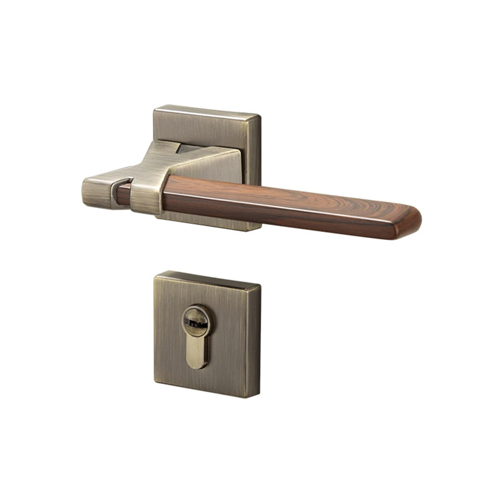 Light Luxury Zinc Alloy Silent Door Lock Bedroom Security Door Handle Locks Wood Grain Handles Lockset Furniture Hardware