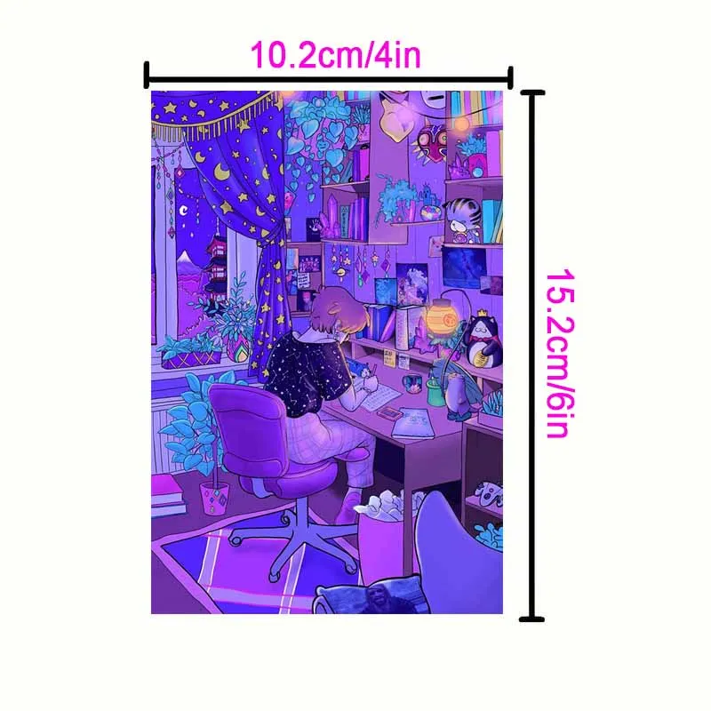 10/30PCS Purple Lofi Aesthetic Wall Collage Kit Prints Retro Cartoon Scene Art Pictures Dorm Room Decor Y2k Floral Smile Poster