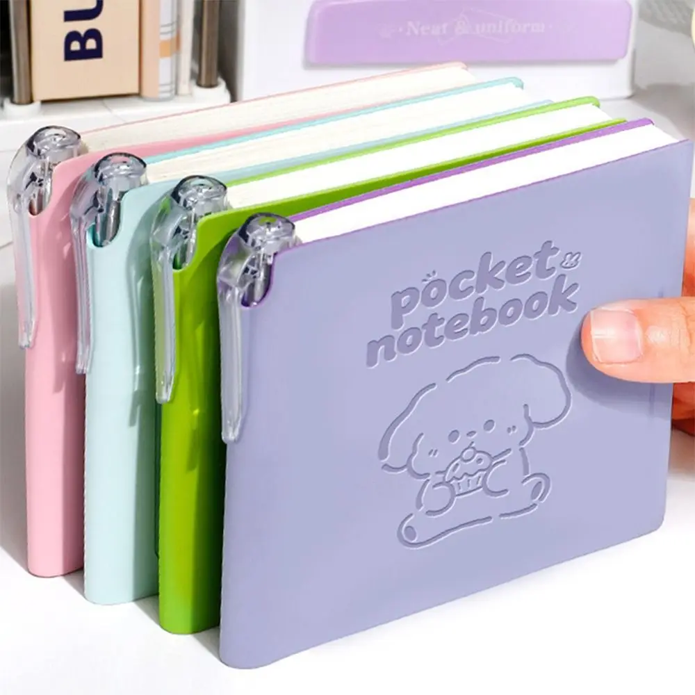 Cartoon Portable Pocket Book Thickens Horizontal Line Notebook Pen Set Puppy Memo Pad Back To School Gift