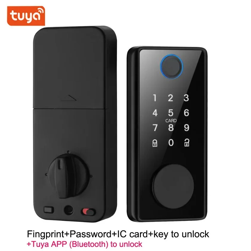 Smart Deadbolt Locks Digital Tuya App Biometric Fingerprint Password Keyless Electronic Locks front Door Alexa Keypad Lock