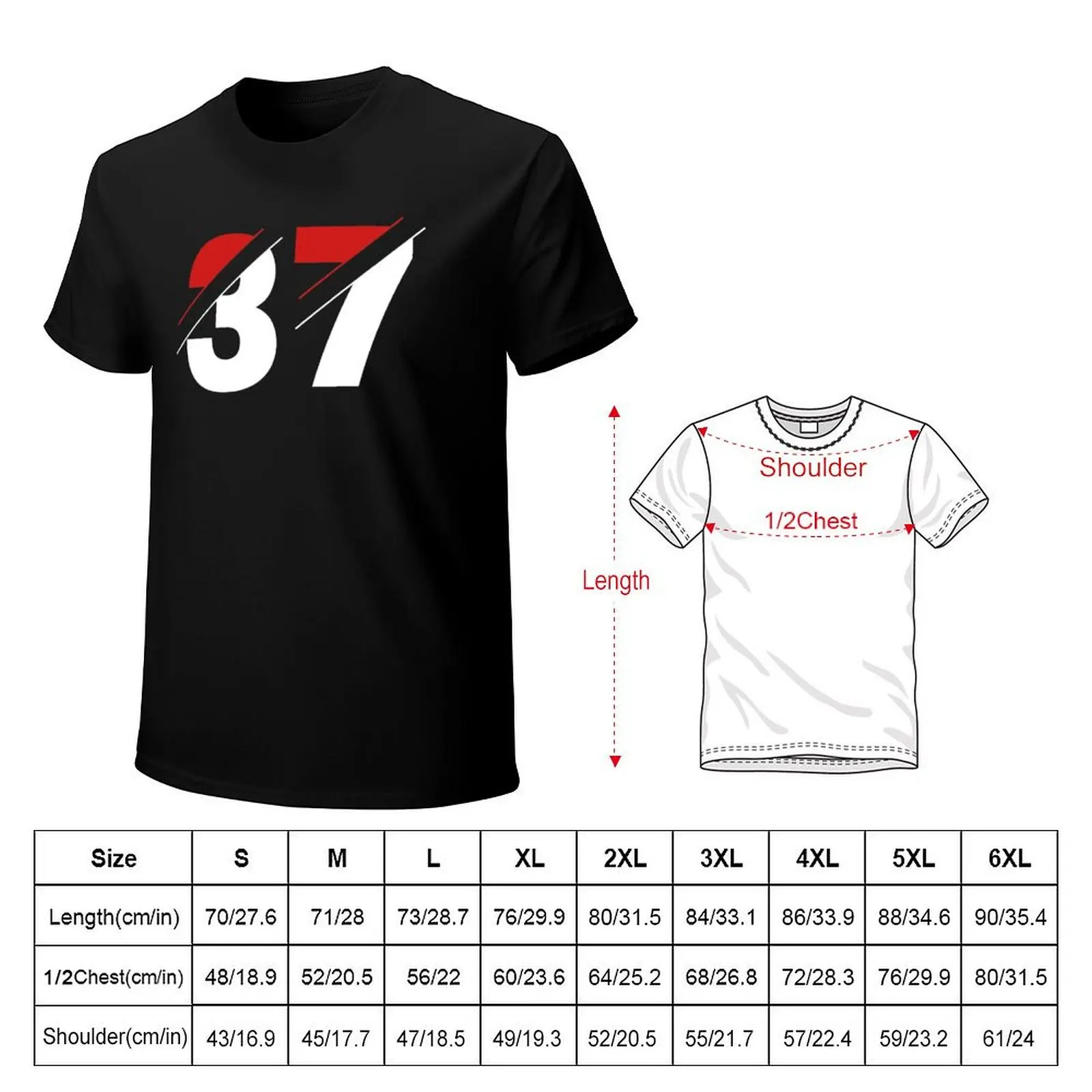 Thirty-seven my lucky number T-Shirt Soft Stretch Short Sleeve Top
