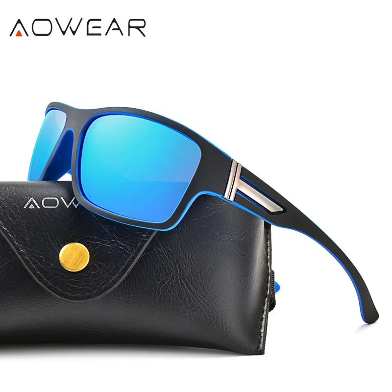 

AOWEAR Men's Mirror Cycling Polarized Sunglasses Men Outdoor Sport Goggles Sun Glasses Male Anti-glare Fashionabl Shades Eyewear