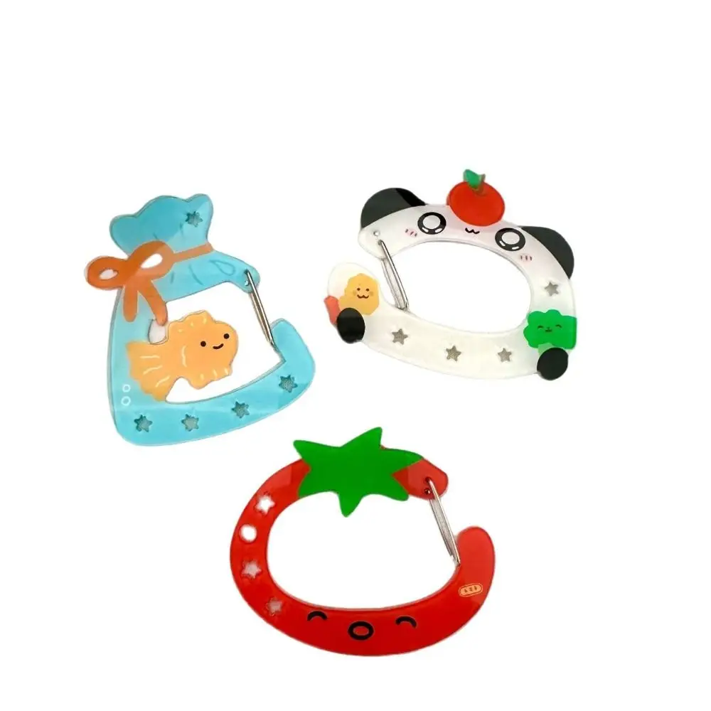 Cute Acrylic Carabiner Keychain Cartoon Shape Multifunctional Backpack Pendant Keyring Hook Gift
