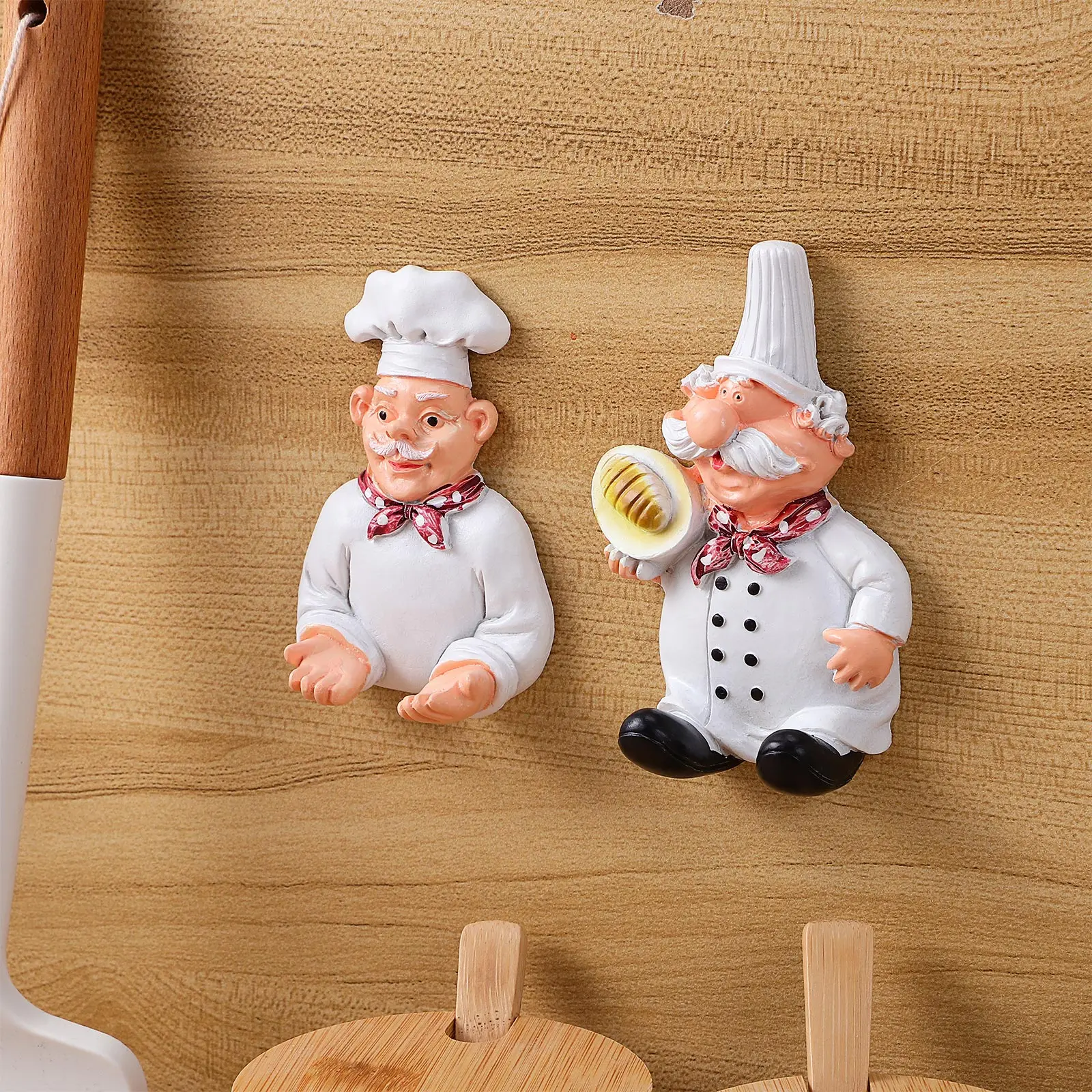 

2pcs Chef Kitchen Hook Hooks for Kitchen Wall Hooks No Drilling Resin Cartoon Durable Storage Adhesive Plug Hanger