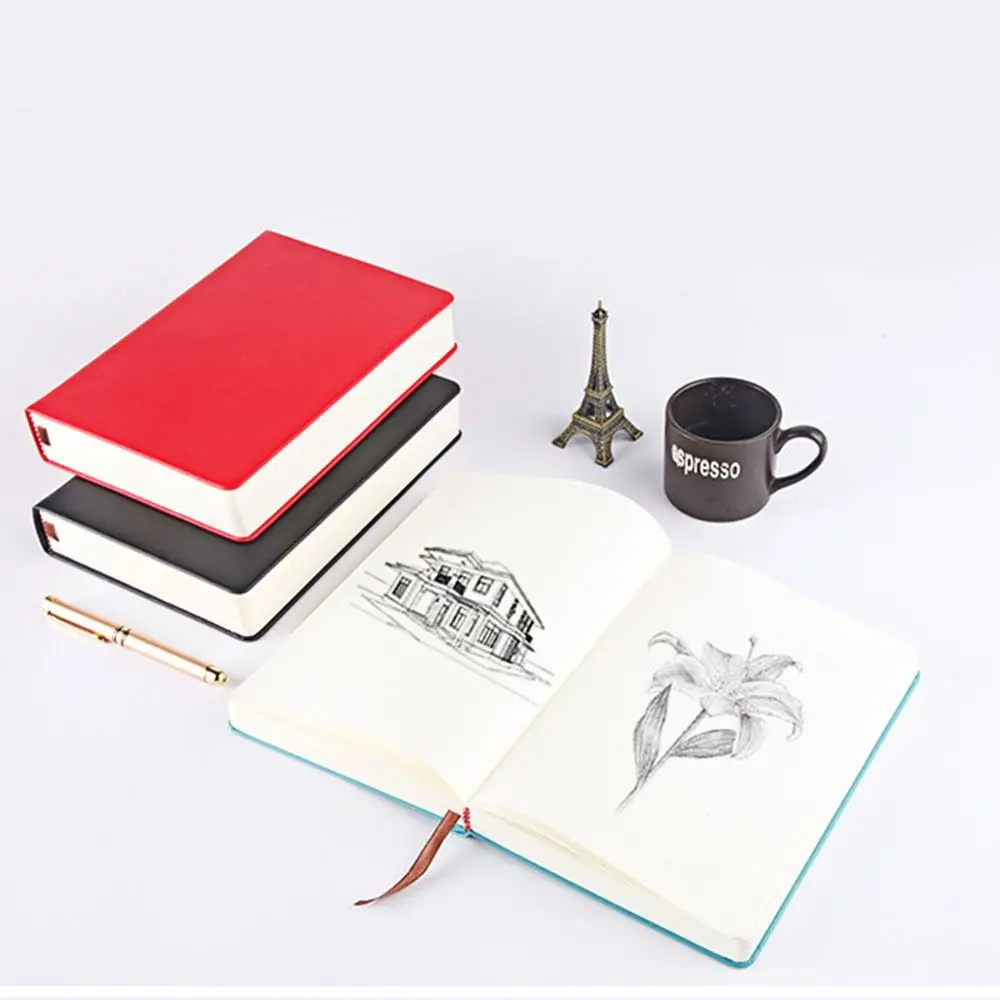 Cuaderno de bocetos A4/A5/A6, súper grueso, 330 hojas, escritura, Bloc de notas en blanco, cubierta suave de cuero PU, páginas interiores en blanco, diario, cuaderno