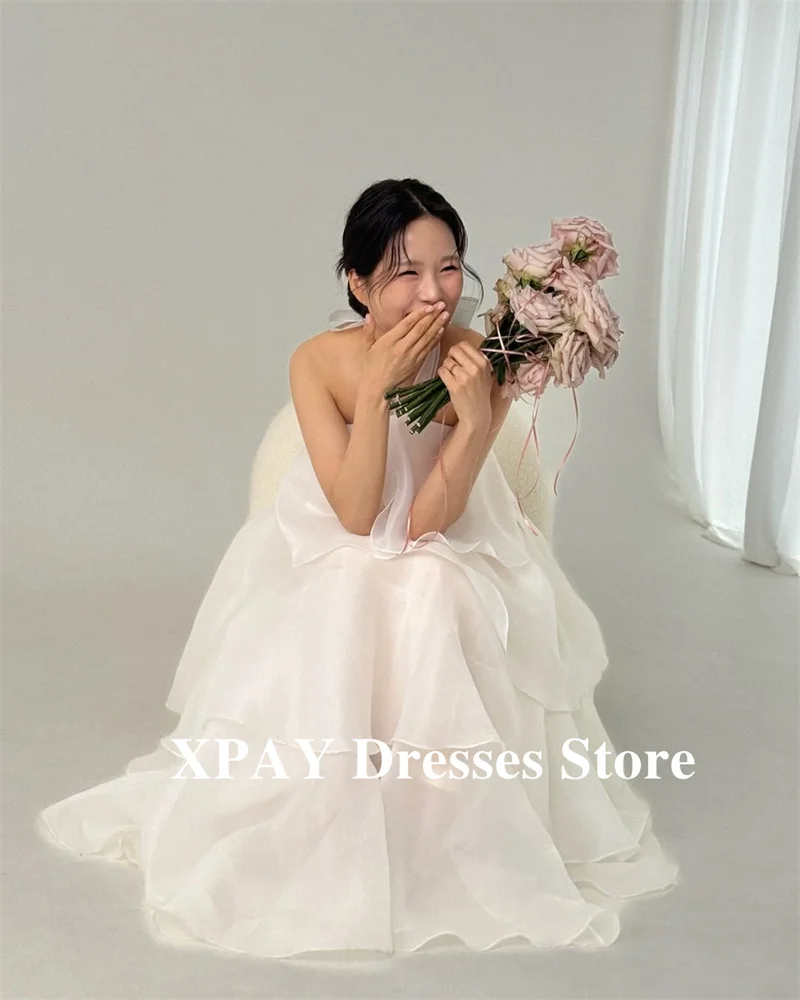 XPAY ホルターエレガントなウェディングドレス韓国写真撮影シルクオーガンザブライダルドレスマリアージュ結婚披露宴ドレスカスタマイズ