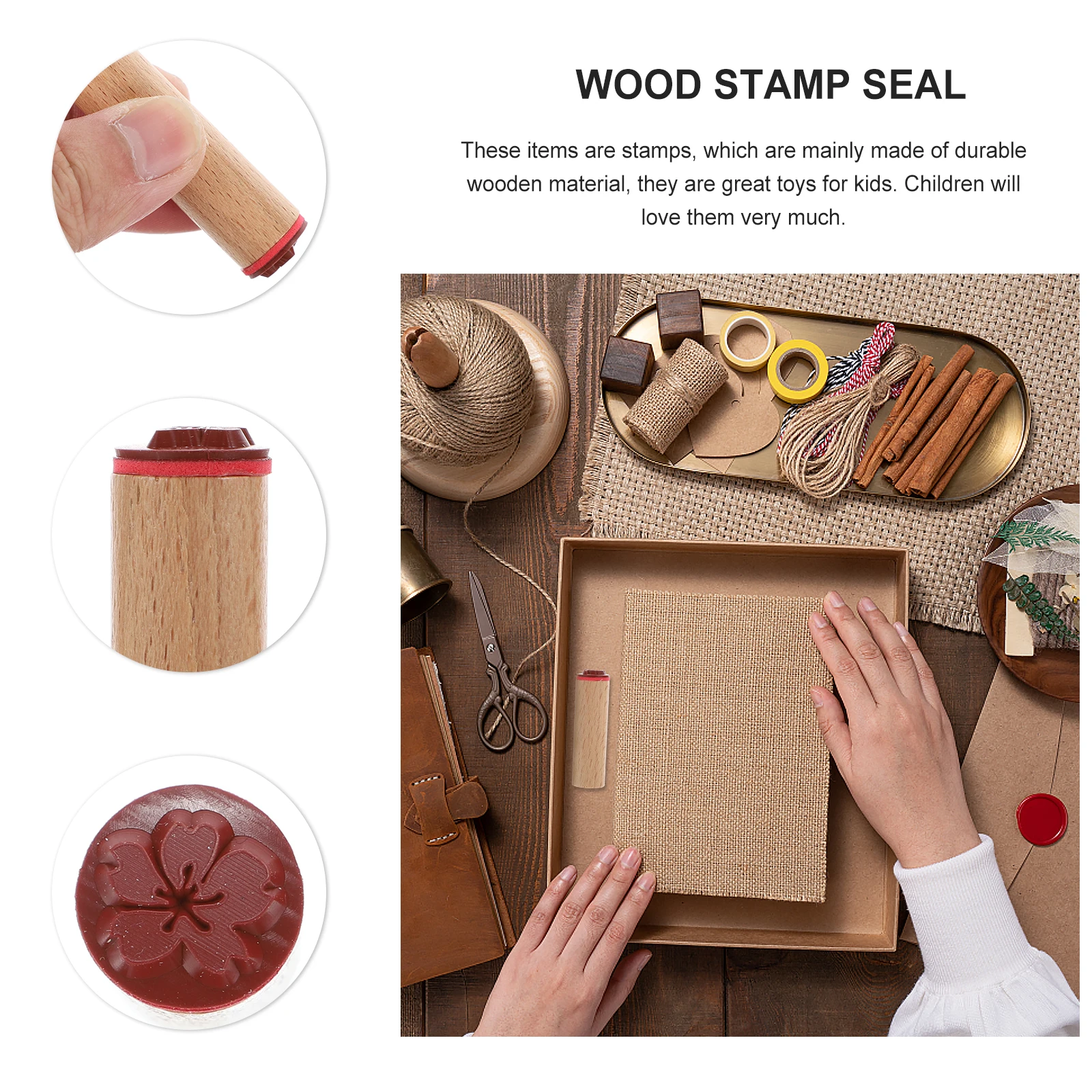 

Wooden Vintage for Scrapbook Craft Decor Wood Stamp Seal Planner Seals Journaling Accessories Safe Durable Storage