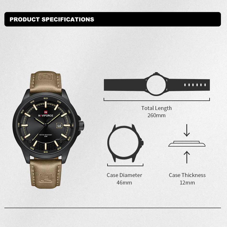NAVIFORCE Men's Watches Business Calendar Waterproof Luminous Number Quartz Wrist Watches Clocks Gift Relogio Masculino 2025