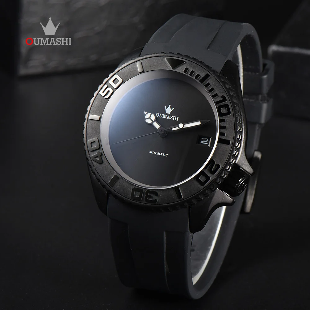 

OUMASHI men watch New rainbow watch DIY logo Custom logo Stainless Steel Luxury Automatic Mechanical NH35 NH36 watch Movement 06