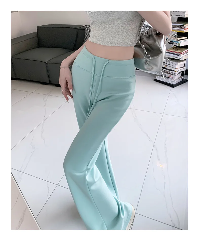 XIZOU Multicolored Drawstring Waist Casual Sweatpants Women Solid Simple Basic Minimalist Fitness Joggers Straight Pants