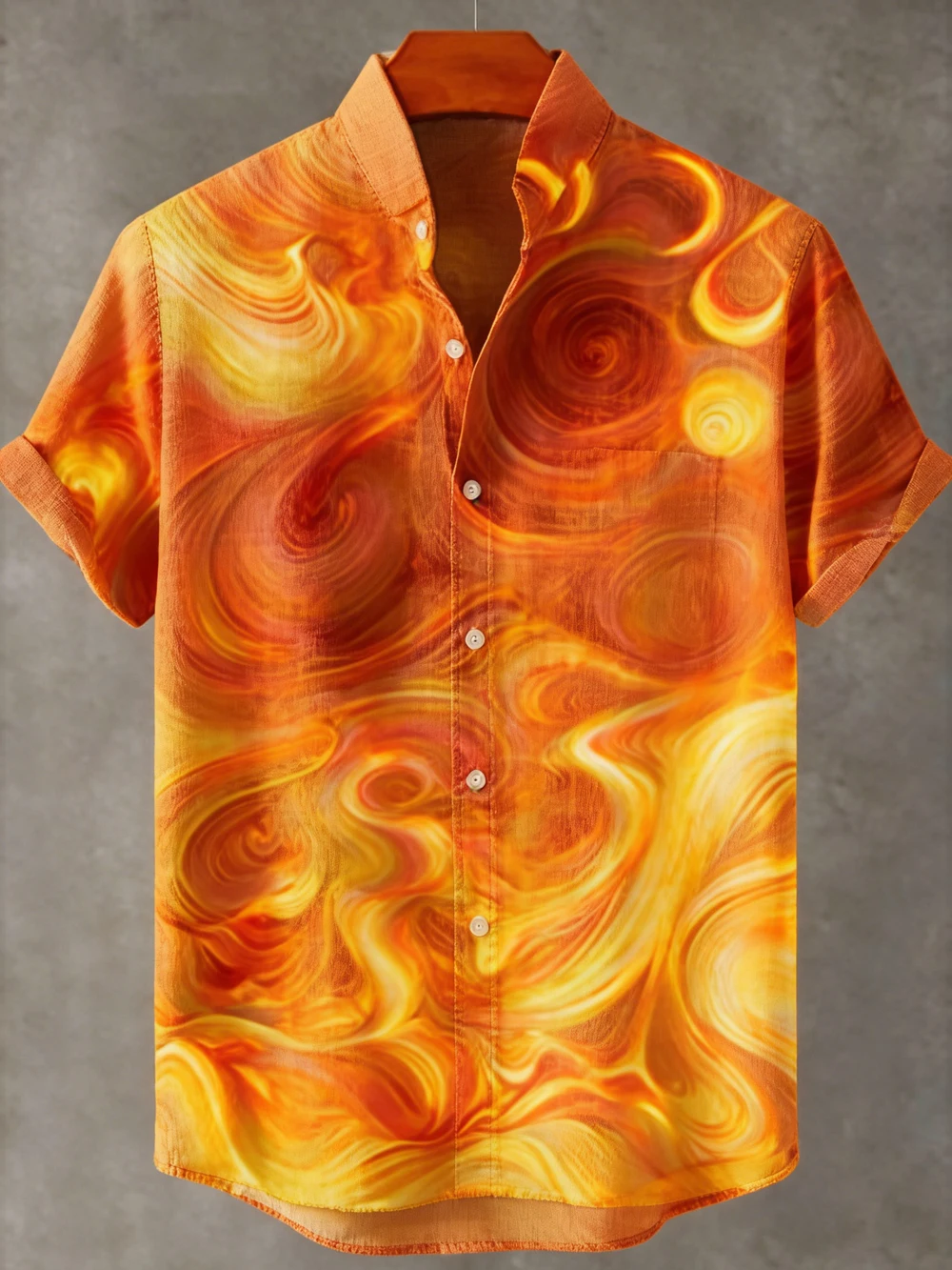 

Мужская льняная рубашка с коротким рукавом и отложным воротником, с принтом «Зеленые листья» в стиле «Фантазийная волна», гавайская рубашка для отпуска и вечеринок, быстрая доставка