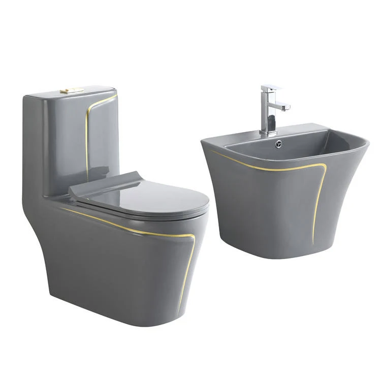 Gray combination Wc ceramic sanitary ware wall mounted basin bathroom, toilet and sink set