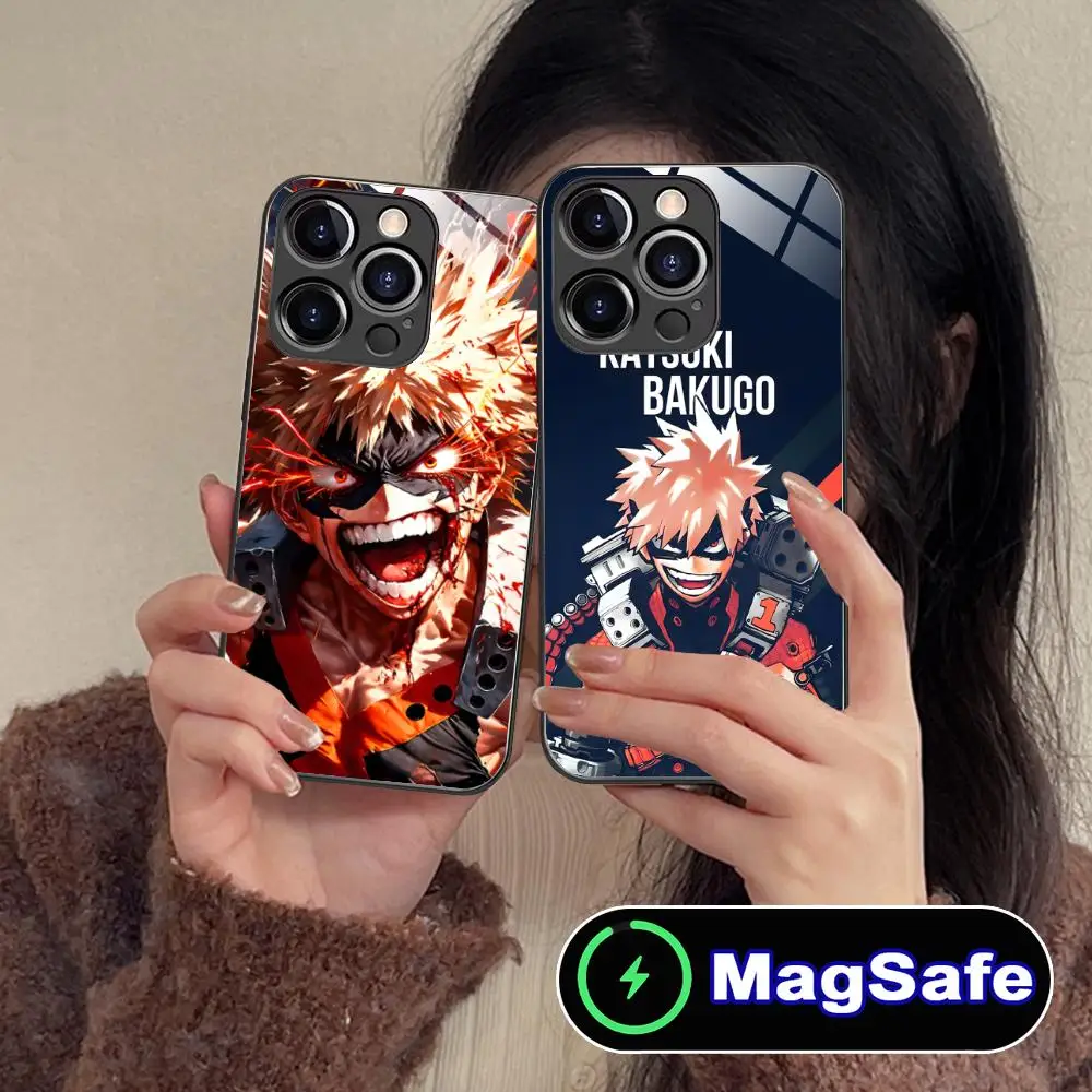 

Чехол для телефона My Hero Academia Bakugo для iPhone 16, 15, 14, 13, 12, 11 Pro Max Plus Mini MagSafe, защитное стекло, красивая роскошь