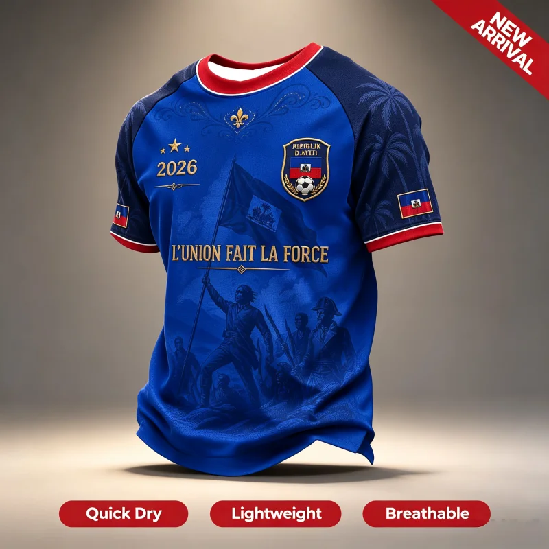 2026 New Haiti 3D Printing Theme Football Shirt Culture  Fan Surrounding Sports Match Training T-shirt Men's Parent-child