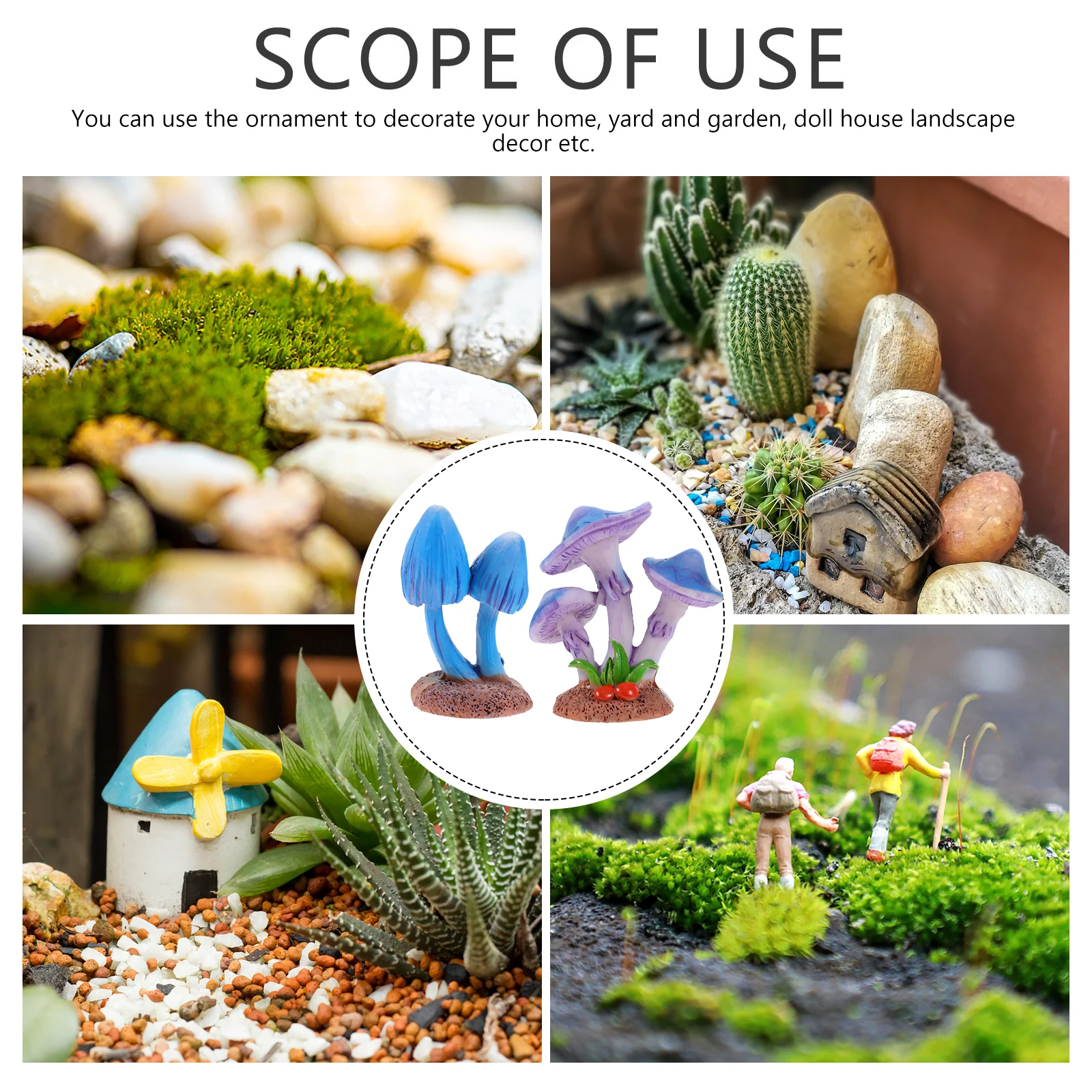 

2 Pcs Mini Mushroom Decorations Resin Crafts Bonsai Garden Landscaping Moss Micro- Ornaments Household DIY Photography