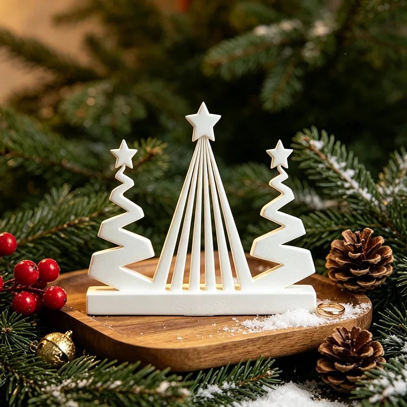 3D Printing Xmas - Nowoczesna ażurowa figurka choinki, drukowana w