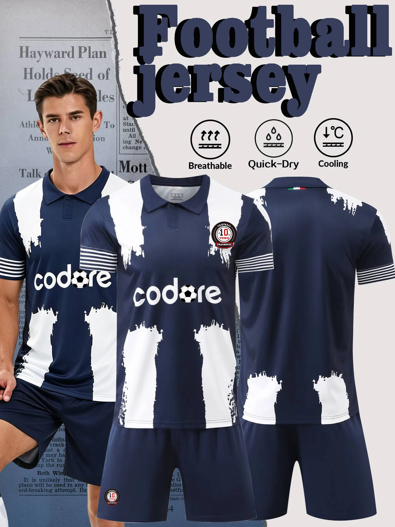 High-quality breathable T-shirt and shorts football set