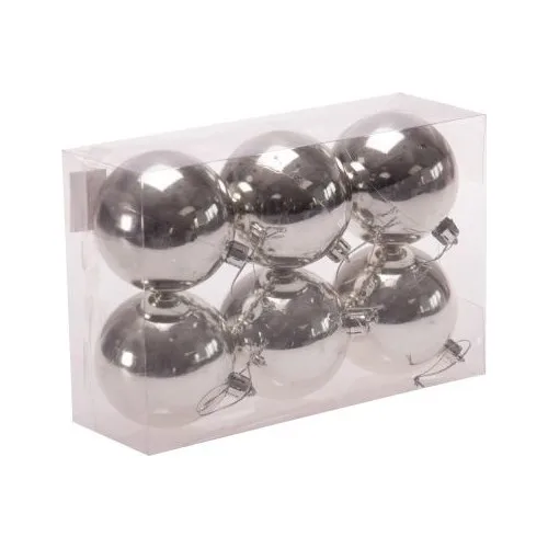 Partici Christmas Tree Ornament Balls Silver 6cm 6'lı