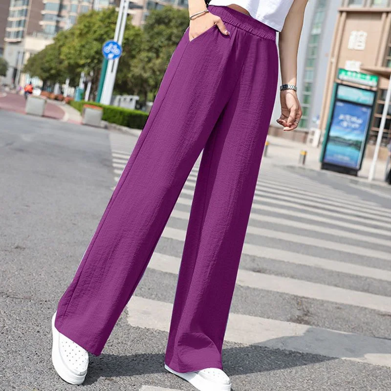 

Felt Cotton Linen Wide-Leg Pants Women High-Waisted New Casual Trousers Spring Summer 2024 Loose Straight Mop Floor Pants Ladies