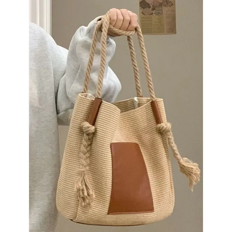 Large Capacity Handmade Woven Tote Bag for Women\'s Summer New Versatile Fashion Design Single Shoulder Casual Underarm Bag