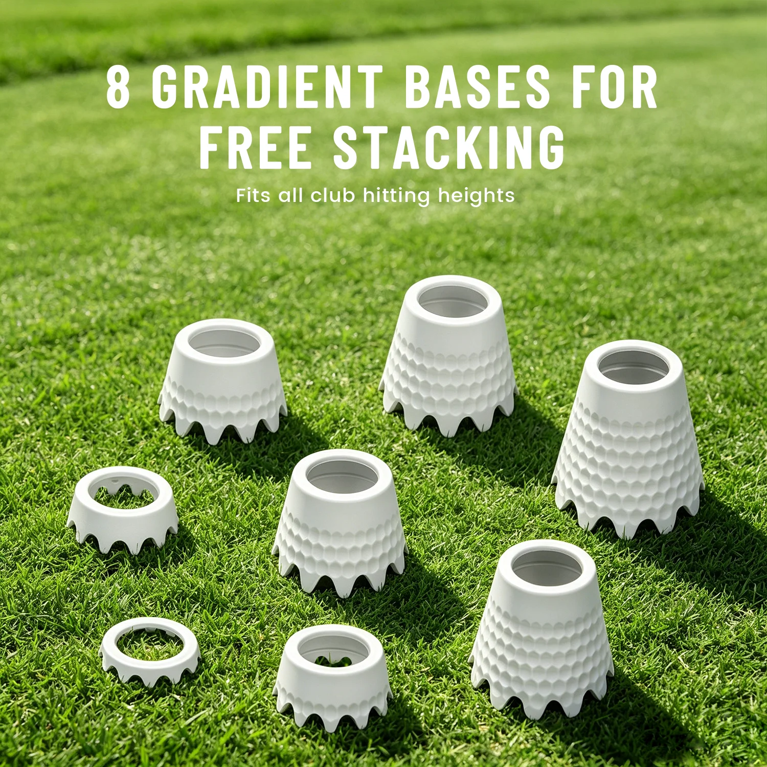 FzcSpeed 8pcs Golf Simulator Tees 1/4 Inch To 2 Inch Durable Plastic Golf Hitting Off Mats Tees Accessories for Indoor Outdoor