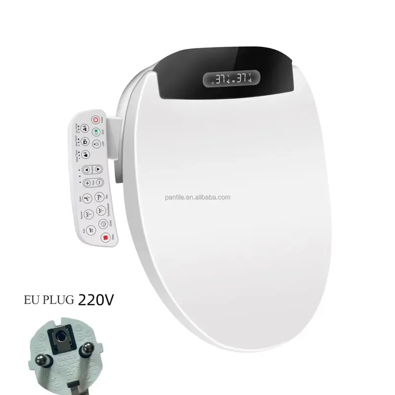 Electric Heated Toilet Seat with Warm Air Dryer Soft Close Lid Smart Auto Cover Raised Design for Bathroom Hygiene Comfort