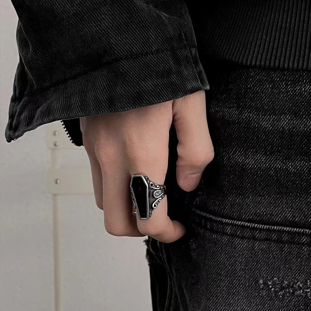 هالوين القوطية المومياء مصاص دماء التابوت الرجال خواتم الفولاذ المقاوم للصدأ النساء مجوهرات الشرير الصخرة أشياء باردة الإكسسوارات هدية #6