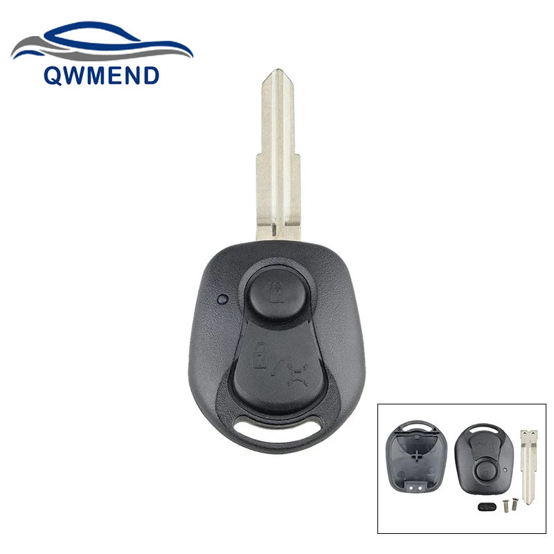 

QWMEND For Ssangyong Key Shell 2 Buttons Car Remote Key Shell for Ssangyong Actyon Kyron Rexton 2005- Smart Car Key Fob Case