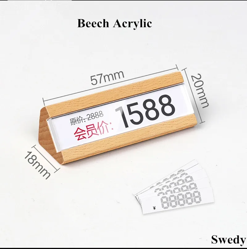 Promotional Jewellery Store Small Wood Base Plastic Price Cube Tag Display Stand Acrylic Numbers Price Label Holder Case