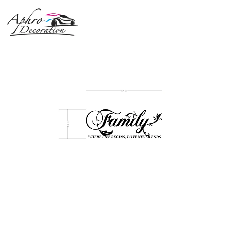 Family Where Life Begins, Love Never Ends Word Sign Wall sticker  Letters Quotes Art House Warming sticker decal #259