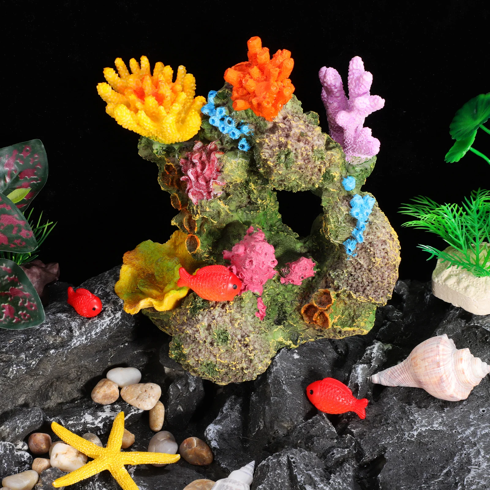 

Fish Tank Coral Decor Artificial Resin Landscape Ornament Realistic Design for Aquarium Saltwater Freshwater Vivid Colors