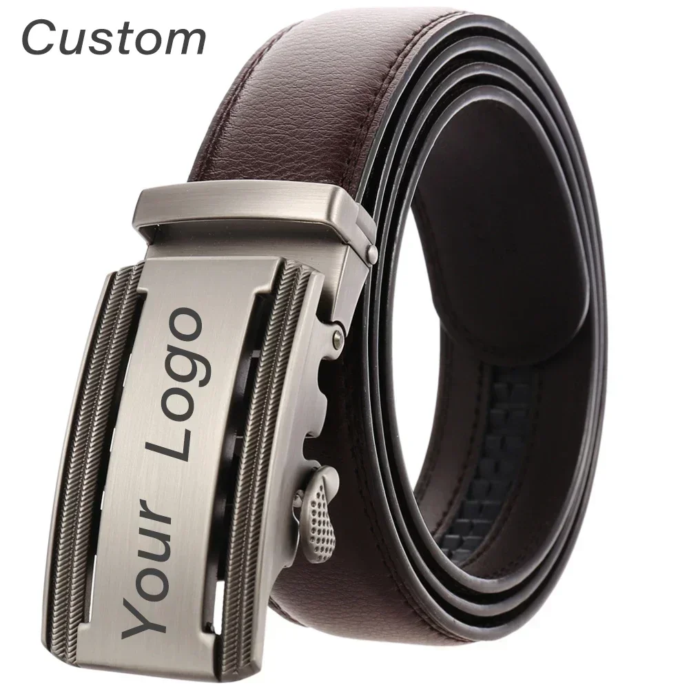 Custom Men's White Leather Business Belt - Personalized Engraved Name & Logo with Automatic Buckle, Ideal Waistband Gift for Him