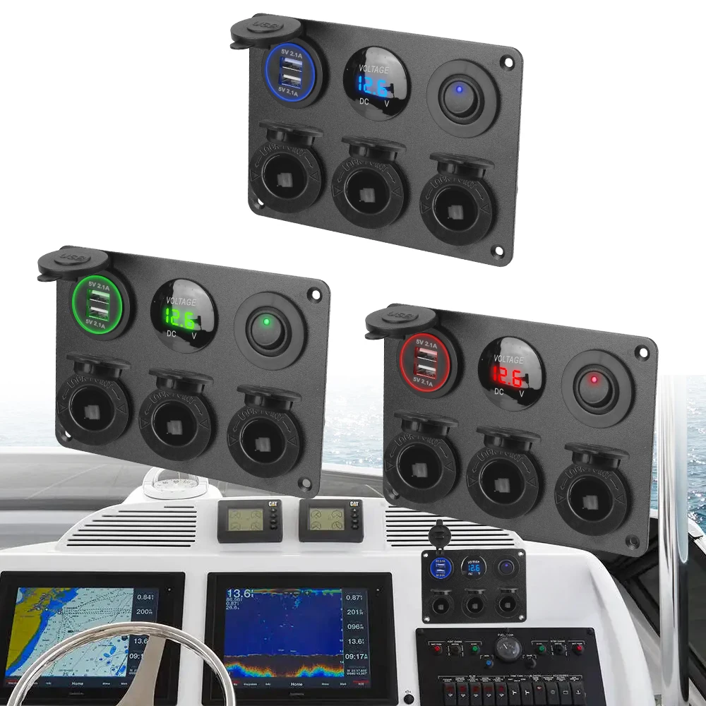 

Для автомобиля Marine RV Dual USB зарядное устройство 4,2A тумблер 12 В розетка прикуривателя розетка многопанельный светодиодный вольтметр