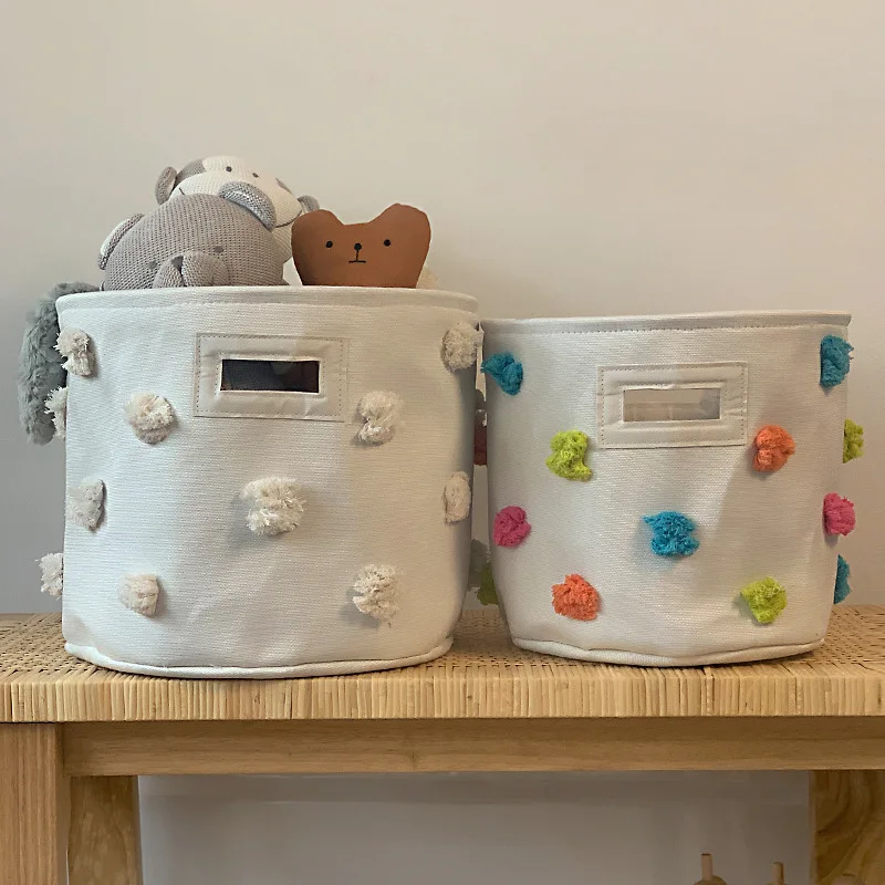 

Large Size Canvas Sundries Storage Basket Dirty Clothes Box Capacity Home Organization