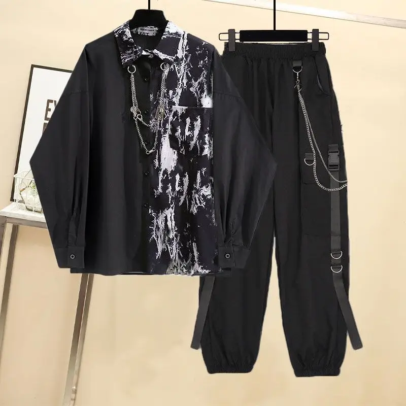 Conjunto de Dos Piezas de Csa Hoada con Estampado Tie-Dye y Plones de Trabajo Es, Estilo Nuevo de Primavera-O...