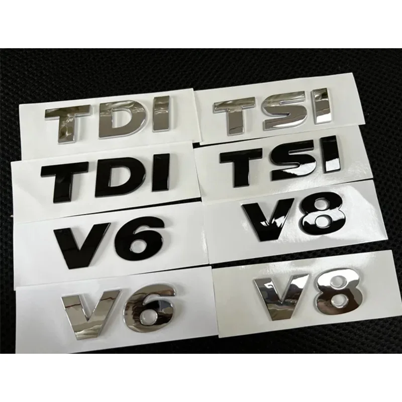 1pcs 3D ABS Car High Quality V6 V8 TDI TSI Letter Rear Trunk Decals Emblem Badge Sticker Decal Styling