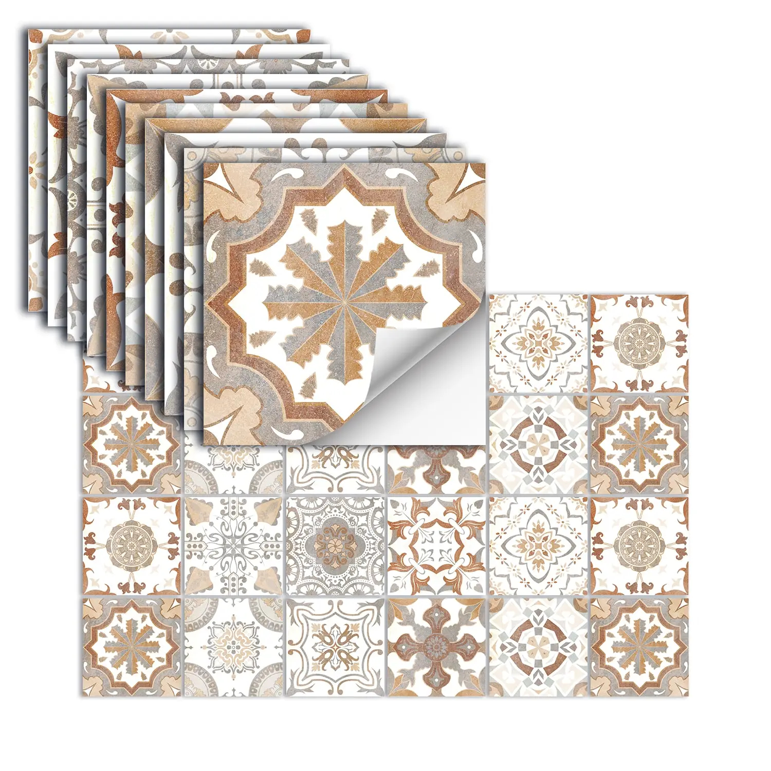 Moroccan Tile Self-Adhesive Wall Sticker for Homestay Background Wall Renovation/Retro Style Shop Wall Decoration