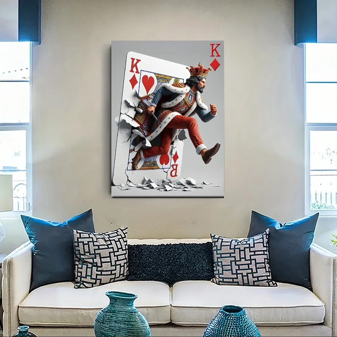 ไพ่โป๊กเกอร์คิงแบบหนา 1000 ใบ - ดีไซน์ไพ่รอยัลสีสันสดใส พร้อมสีหัวใจและสีเพชร เหมาะสำหรับค่ำเกมส์ คริสต์มาส