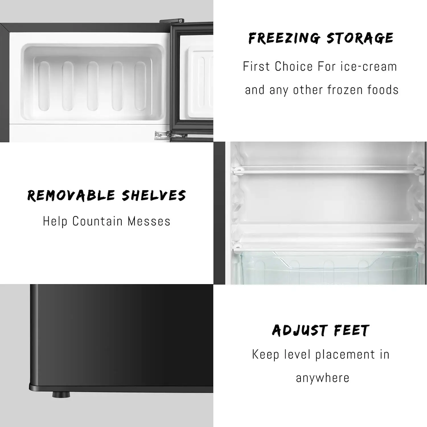 Geladeira com freezer, geladeira compacta de 3,2 pés cúbicos, mini geladeira com 2 portas para quarto, escritório, cozinha, apartamento, dormitório (liv